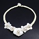 Natural Flower Pearl Beads Bib Statement Necklaces NJEW-P117-06A-1