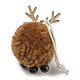 Décoration pendentif boule de cerf en peluche et bois sur le thème de noël HJEW-E008-01D-3