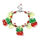 Bracelet à breloques fleurs en verre BJEW-JB09435-04-1