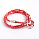 Three Loops Leather Cord Wrap Bracelets BJEW-P128-34-3
