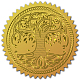 自己接着金箔エンボスステッカー  メダル装飾ステッカー  生活模様の木  5x5cm DIY-WH0211-114-1