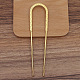合金のヘアーフォークのパーツ  uの形状  ゴールドカラー  132x33mm PW-WG72179-01-1