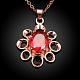 Real Rose Gold Plated Brass Cubic Zirconia Flower Pendant Necklaces NJEW-BB03728-B-2