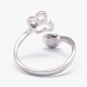 Componentes del anillo de dedo tipo brazalete de plata de ley con baño de rodio STER-P030-04P-2