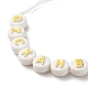Bracelet en perles tressées rondes plates en acrylique avec lettres pour femmes BJEW-JB07571-01-4