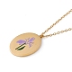 Enamel Oval with Birth Flower Pendant Necklace STAS-H174-02G-B-2
