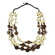 Gefärbte natürliche Kokosnuss flache runde Perlen 3-lagige Halsketten NJEW-A007-02A-1