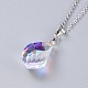 Electroplated Glass Pendant Necklaces NJEW-JN02503-3