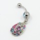 Body Jewelry Drop Alloy Rhinestone Navel Ring Belly Rings RB-D073-05-2