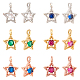 Nbeads 12Pcs 6 Colors Brass Inlaid Clear Cubic Zirconia Charms ZIRC-NB0001-72-1