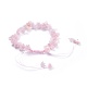 Bracelets de perles de quartz rose réglables naturel puce puce tressé BJEW-JB04392-01-3