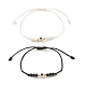 2 pièces plat rond avec coeur acrylique tressé bracelets de perles sertis de graines de verre BJEW-JB08034-01-1