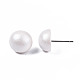 Boucles d'oreilles en bois de schima demi-rond perlé pour fille femme EJEW-N048-001-14-3