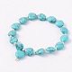 Heart Synthetic Turquoise Beads Charm Stretch Bracelets BJEW-JB02100-01-1