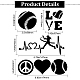 GORGECRAFT 8 Sheets Tennis Car Stickers Black Laser Reflective Car Sticker Heartbeat Love & Word Human Pattern for Suv Truck Motorcycle Doors Walls Laptop STIC-GF0001-02A-2