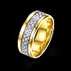 メンズチタンスチールフィンガー指輪  ワイドバンドリング  ホワイト  ゴールドカラー  usサイズ10（19.8mm） RJEW-BB27555-A-10-7