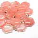 Hexagon Dyed Cherry Quartz Glass Pendants G-Q366-11-1
