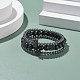 3 pièces 3 style rond synthétique noir pierre et hématite perlé ensemble de bracelets extensibles BJEW-JB07688-02-2