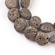 Brins de perles de pierre de lave naturelle galvanisées G-E497-B-3