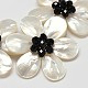 Flower Natural White Pearl Shell Bib Necklaces & Dangle Earrings Jewelry Sets SJEW-P072-01-3