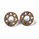 Donut with Flower Walnut Wood Stud Earrings with 316 Stainless Steel Pin for Women EJEW-N017-007-2