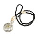 Mixed Styles Casual Style Long Black Glass Beaded Alloy Flat Round Quartz Pocket Watches Pendant Necklaces WACH-M112-M02-2