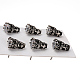 Antique Silver 316 Stainless Steel Rhinestone Skull Ear Studs EJEW-L120-18A-2