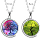 Double-sided Picture Glass Rotatable Pendant Necklaces NJEW-F200-32P-1