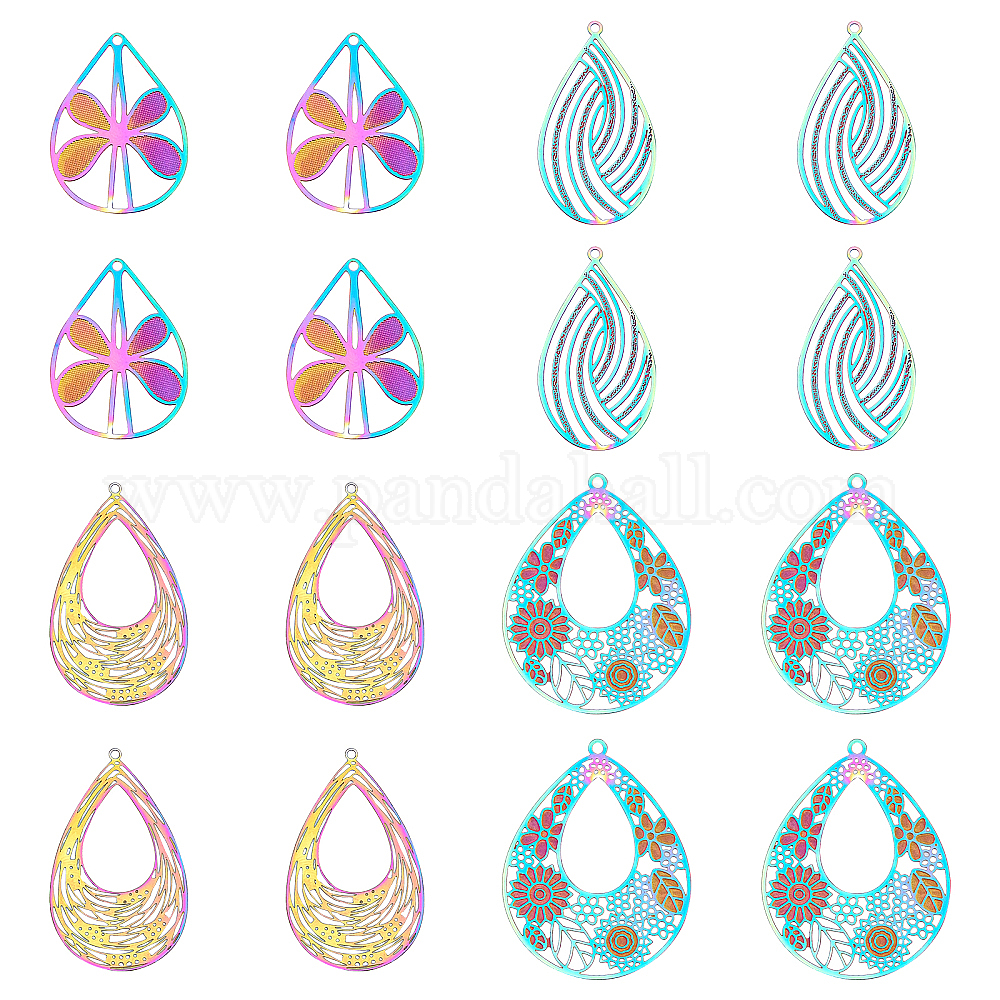 Shop UNICRAFTALE 40pcs 4 Styles Multi-color Teardrop Pattern Pendants ...