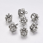 Tibetischen Stil Legierung 3 d Krone Charme, cadmiumfrei und bleifrei, Antik Silber Farbe, 14x12x12 mm, Bohrung: 2 mm