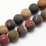 Fili di perline smerigliate di diaspro policromo naturale/pietra di picasso/diaspro picasso, tondo, 6mm, Foro: 1 mm, circa 30pcs/filo, 7.5 pollice