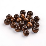 Perles de bois naturel faites à la main, sans plomb, teinte, ronde, café, 8mm, Trou: 2mm, environ 6000 pcs/1000 g