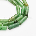 Columnas naturales verdes abalorios aventurina hebras, 13x4mm, agujero: 1 mm, aproximamente 30 pcs / cadena, 15.7 pulgada