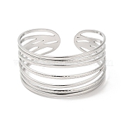 304 Stainless Steel Multi Line Cuff Bangles for Women BJEW-L682-009P