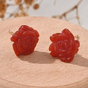 Серьги-гвоздики из латуни с кошачьим глазом EJEW-B133-01G-01