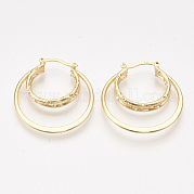 Brass Triple Hoop Earrings KK-T038-579G-NF