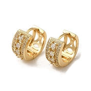 Серьги-кольца из латуни с микропаве из кубического циркония EJEW-L271-20KCG-04