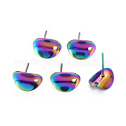 Rainbow Color 304 Stainless Steel Stud Earring Findings STAS-N098-020