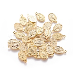 Stile tibetano mary vergine pendenti in lega ovale, oro, 17.5x10x1mm, Foro: 1.5 mm