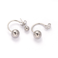 Orecchini a bottone in acciaio inossidabile 304 anti-ossidazione, orecchini ipoallergenici, colore acciaio inossidabile, 21mm, ago :0.8mm