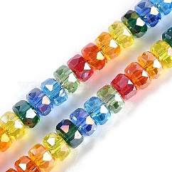 FilI di perline in vetro placcato, sfaccettato, ruota, colorato, 8x5mm, Foro: 1.2 mm, circa 80pcs/filo, 15.28'' (38.8 cm)