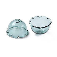 Cône de perles de verre pour la fabrication de carillons éoliens, multi-pétale, fleur, dark cyan, 21~24.5x13mm, Trou: 2mm