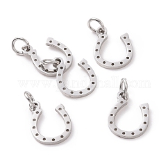 Ciondoli in acciaio inossidabile 304 anti-ossidazione, ferro di cavallo, colore acciaio inossidabile, 13x10x1mm, Foro: 3 mm