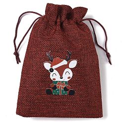 Aufbewahrungsbeutel aus Jutegewebe mit Weihnachtsmotiv&nbsp;LS-ABAG-F010-01B-06
