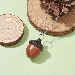 Collane con ciondolo in legno staccabile ghiande&nbsp;NJEW-JN04625-01