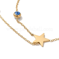 Pulseras de acero inoxidable con esmalte azul real&nbsp;BJEW-G719-05G