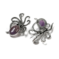 Natürliche Amethyst-Oktopus-Brosche&nbsp;G-Z050-01D