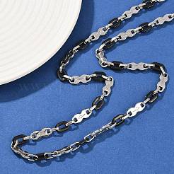 Collares de cadena de eslabones cruzados y ovalados de acero inoxidable 201 para mujer&nbsp;NJEW-B143-02EBP