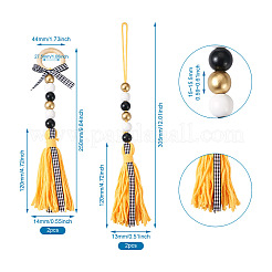 4 pz. 2 decorazioni pendenti con nappe in filato di lana a tema per l'ultimo anno&nbsp;HJEW-CF0001-18