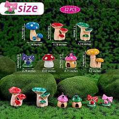 32 Stück 16 Stil 3D-Pilz-Harz-Display-Ornamente&nbsp;DJEW-SZ0001-06